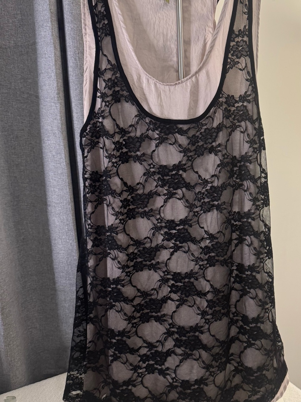 West Kei Black Floral Lace Sheer Tank Chemise